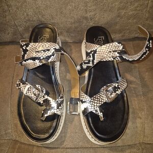 Franco Sarto Eli Sport Wedge Sandal in Snakeskin sz 6